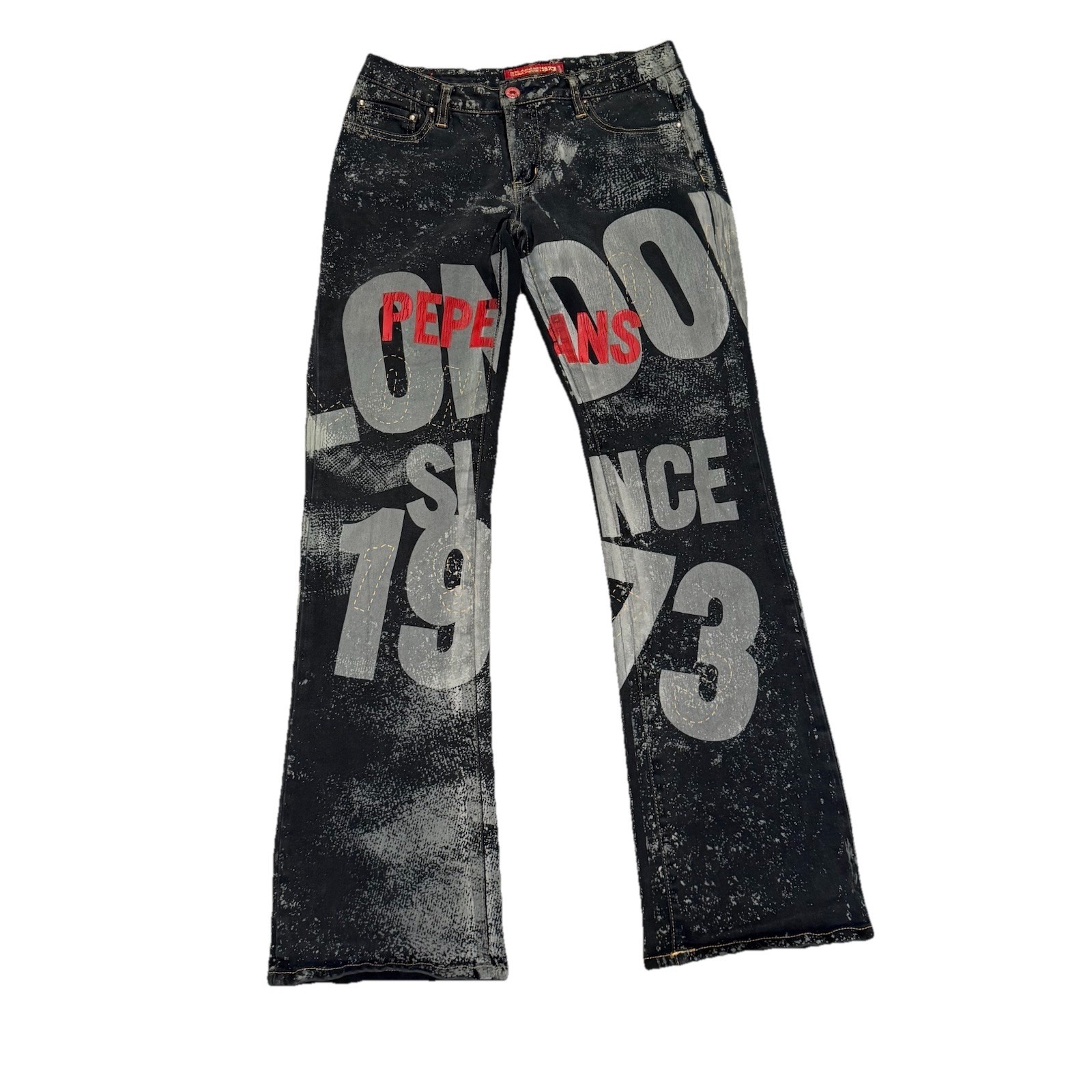 Pepe Jeans London Graffiti Men's Black Denim Skater Hip Hop Y2k Vintage Sz 30x30